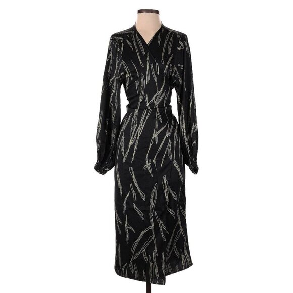 NWOT DIARRABLU Scribble Printed V Neck Wrap Dress | Sz Small - Picture 4 of 11